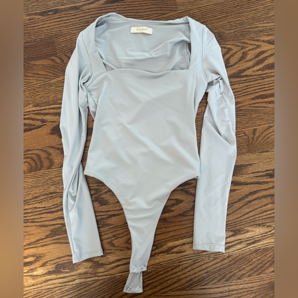 Grey square neck bodysuit